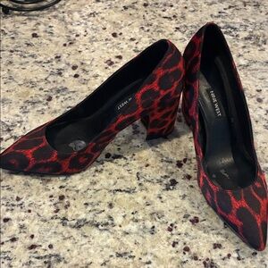 Nine West Black and Red Patterned Heels